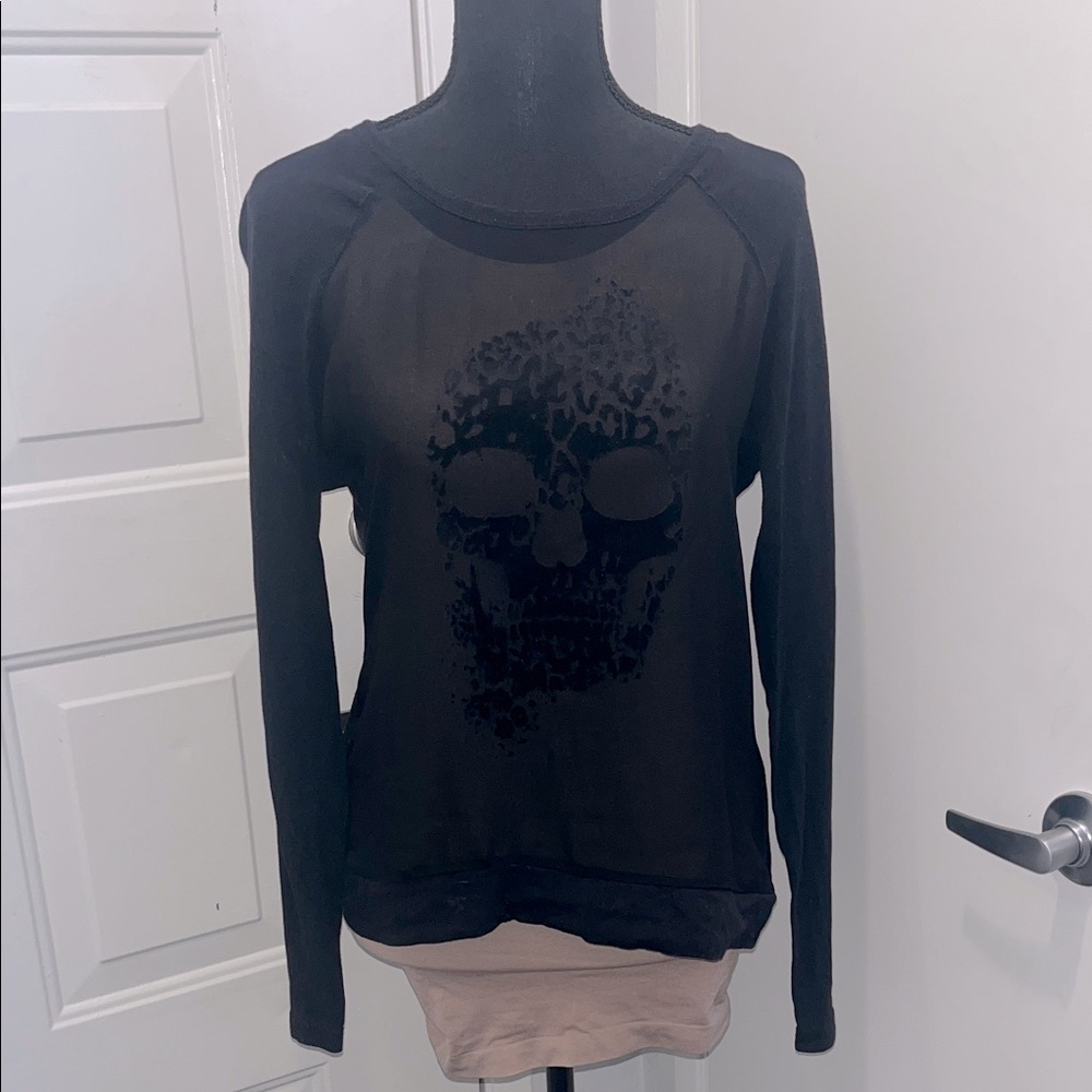 Cruel Girl Mesh Skull L/S Black and Mesh Ladies T-Shirt